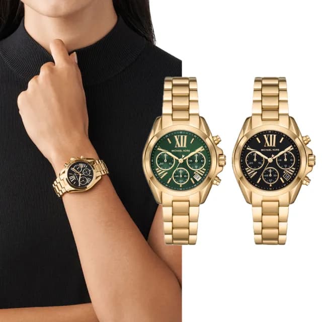 【Michael Kors 官方直營】Bradshaw系列 三眼計時女錶 不鏽鋼鍊帶手錶 36MM(2色可選)