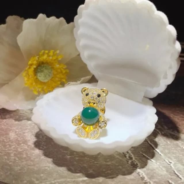 【Penny珮妮】墨西哥藍珀9mm鑲嵌小熊胸針(母親節禮物/交換禮物/送女友/送閨蜜/生日禮物/情人節)