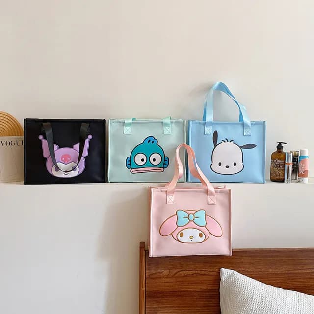 【SANRIO 三麗鷗】父親節禮物 可愛大頭像造型大容量手提袋單肩手提包-酷洛米/美樂蒂/帕洽狗(平