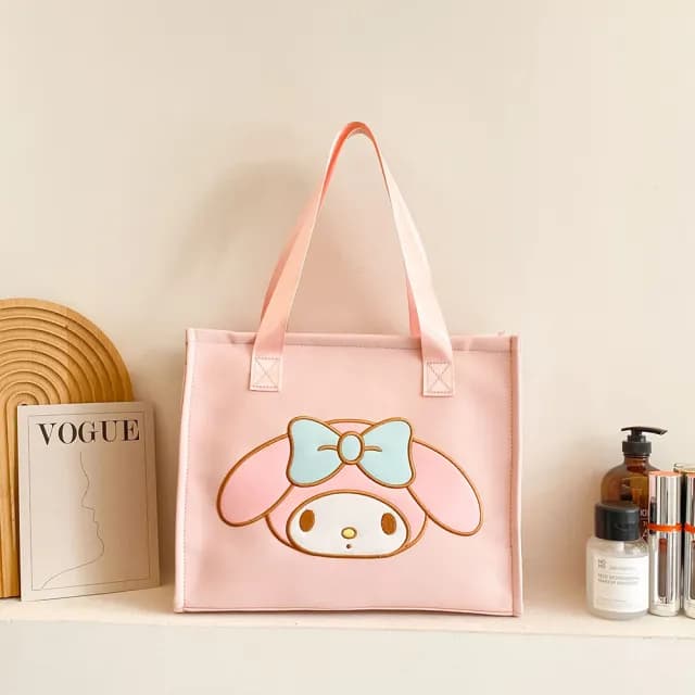 【SANRIO 三麗鷗】父親節禮物 可愛大頭像造型大容量手提袋單肩手提包-酷洛米/美樂蒂/帕洽狗(平