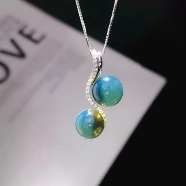 【Penny珮妮】墨西哥藍珀8&9mm項鍊一款多戴吊墜(母親節禮物/交換禮物/送女友/送閨蜜/生日禮物/情人節)