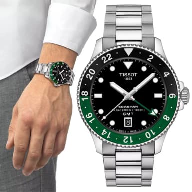 【TISSOT 天梭】SEASTAR 1000 海星系列 GMT潛水腕錶 母親節 禮物 推薦(T1208521105100)