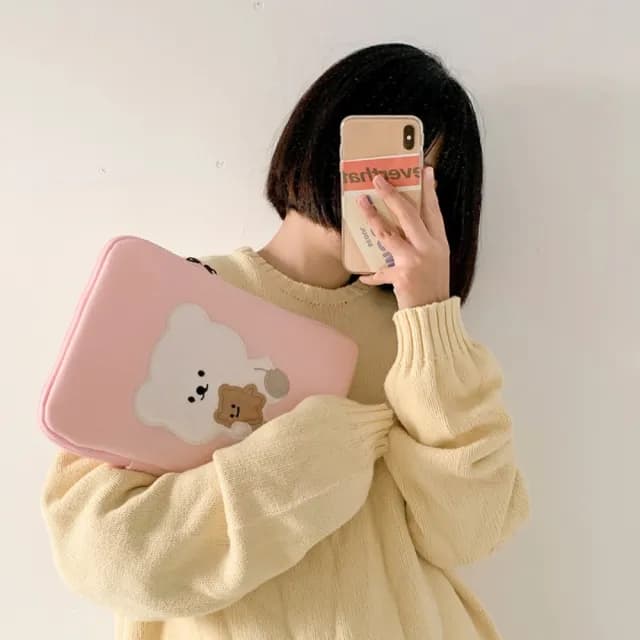 【巴黎精品】情人節禮物 現貨+預購 手拿包帆布電腦包(韓國可愛小熊男女包包1色w1ac31)