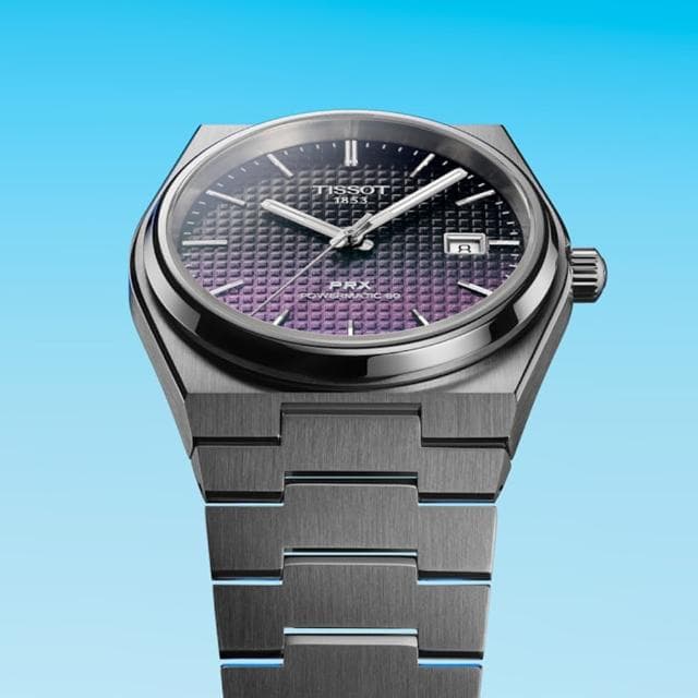 【TISSOT 天梭 官方授權】PRX系列 復古風酒桶型紳士漸層機械錶-40mm 情人節 禮物(T1374071105101)