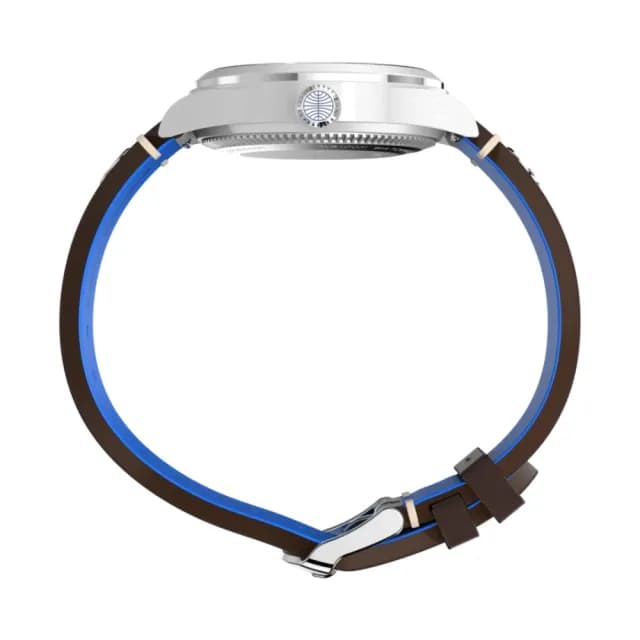 【TIMEX】天美時 x Waterbury  x Pan Am☆ 泛美航空聯名 39 毫米GMT真皮手錶  藍x棕 TXTW2W97300