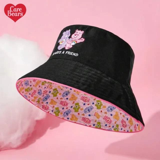 【Care Bears】女士美國彩虹熊愛心熊Care Bears顯瘦小臉雙面兩用漁夫帽 親膚透氣防潑水材質(女友女兒禮物)