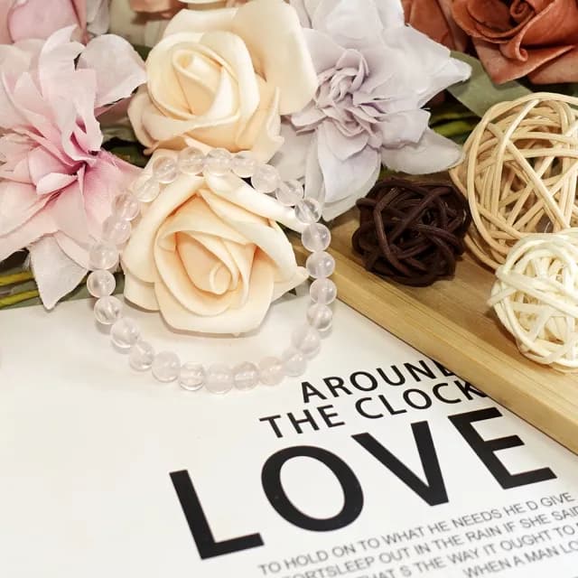 【德山珠寶】特價5A級6mm天然冰種粉水晶/粉晶粉紅水晶手鍊(CE476)