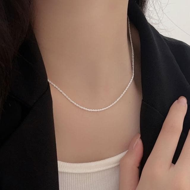 【米蘭精品】現貨+預購 925純銀項鍊波光鎖骨鏈(百搭素鏈時尚裸鏈女飾品74iu62)