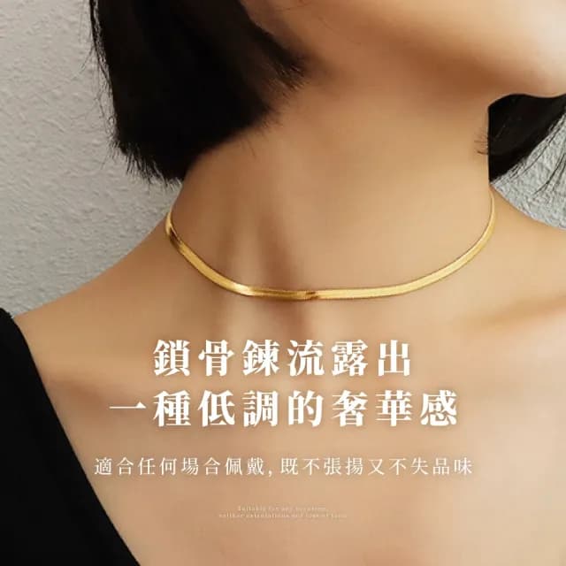 【個性升級】法式典雅貴氣蛇骨鈦鋼鎖骨鍊(配件 男 女 單鍊 項鍊 項鏈 穿搭  金色 短鏈 蛇骨鏈 生日禮物)
