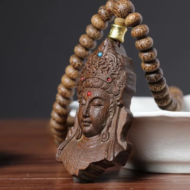 【KT DADA】佛珠項鍊 木珠項鍊 避邪項鍊 長輩禮物 掛飾 越南沉香 觀音吊墜 算盤珠 沉香車