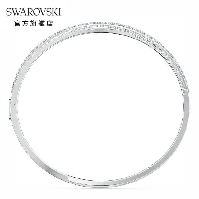 【SWAROVSKI 官方直營】Hyperbola 手鐲 白色 鍍白金色 母親節禮物