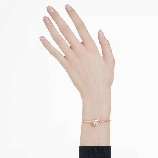 【SWAROVSKI 官方直營】Dextera 手鐲 圓形切割 白色 鍍玫瑰金色調 母親節禮物(情人節禮物)