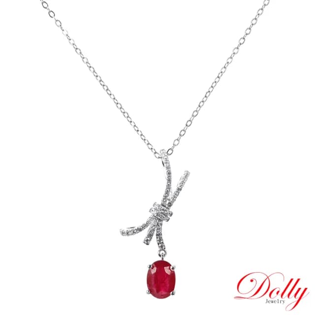 【DOLLY】2.50克拉 緬甸紅寶石18K金鑽石項鍊-007(母親節 長輩送禮 交換禮物首選)