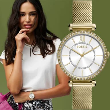 【FOSSIL】Tillie 晶鑽米蘭女錶-銀x金/36mm 禮物 送禮 推薦(BQ3990)