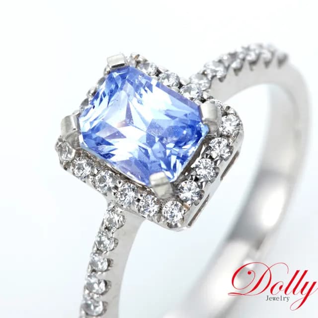 【DOLLY】1克拉 無燒斯里蘭卡藍寶石18K金鑽石戒指-003(母親節 長輩送禮 交換禮物首選)