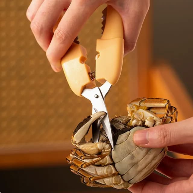 【PUSH!】餐具廚房用品 新款304不鏽鋼吃蟹工具蟹剝螃蟹剪刀吃蟹拆大閘蟹專用(吃蟹工具 六件套裝 D363)