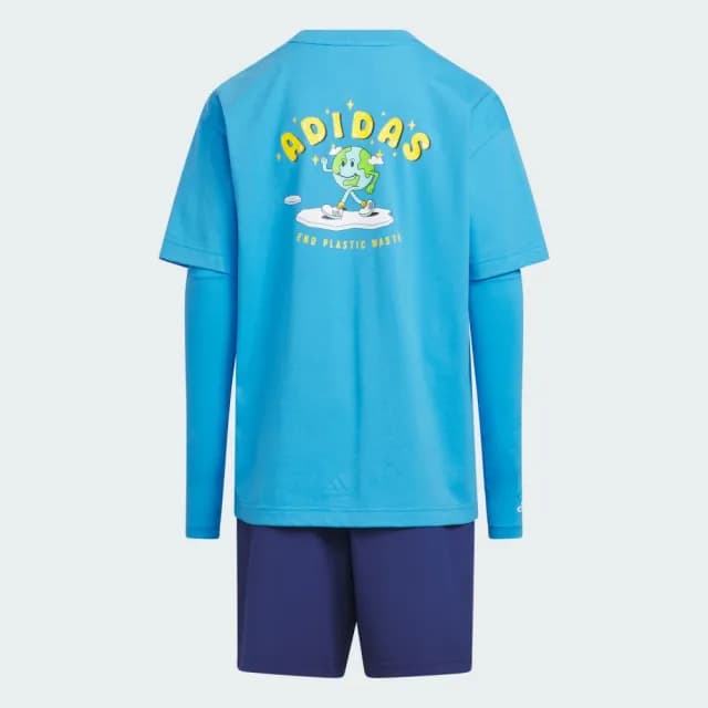 【adidas 愛迪達】運動套裝 童裝 IQ0857