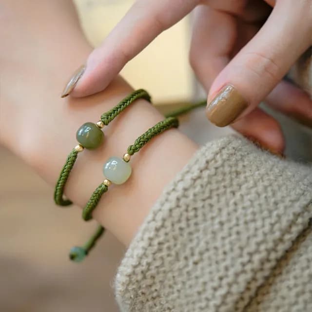 【LEESA】雙11 編織手環\和田玉手鍊\福字吊墜\兒童手鍊\保平安\氣質手鍊\百搭飾品\禮物\手鍊\手