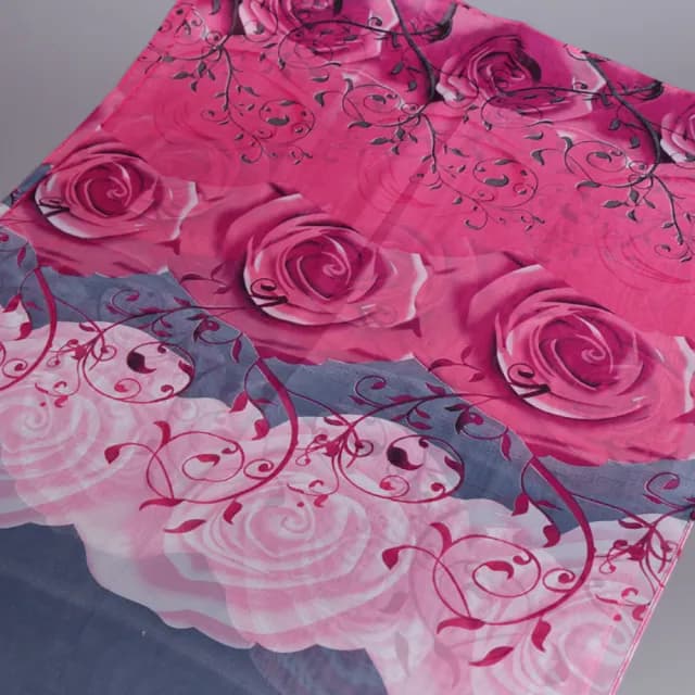 【Sukie】雪紡紗圍巾 印花圍巾/玫瑰曲線枝芽拼貼印花50X150雪紡紗圍巾(6色任選)