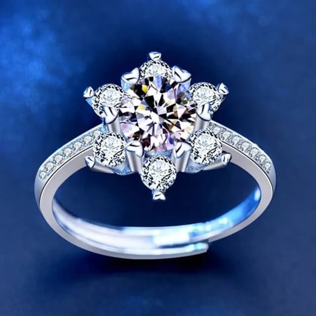 【LEESA】鋯石戒指\雪花戒指\造型戒指\求婚戒指\歐美戒指\可調節\ins戒指\婚宴飾品\禮物\戒指\