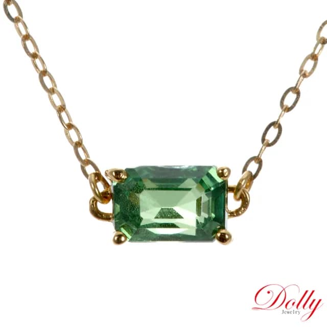 【DOLLY】1克拉 天然艷彩沙佛萊石18K金鎖骨鍊(母親節 長輩送禮 交換禮物首選)