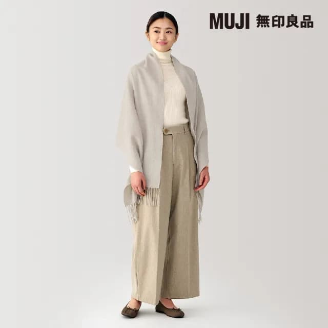 【MUJI 無印良品】羊毛可當膝上毯大判披肩(共4色)