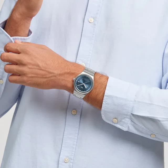 【SWATCH】SHIMMER AT DUSK 金屬機械手錶/男錶/女錶/瑞士製造 YIS435G(42mm)