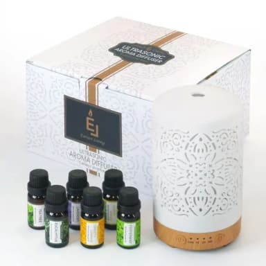 【Earnest Living】陶瓷七彩水氧機禮盒(含精油10ml*6入/送禮首選/加濕器/薰香機/香氛機/精油燈/水氧機)