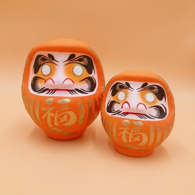 【江戶御緣物語】招福祈願 達摩不倒翁 だるま 橘色 12cm(擺設 送禮 許願 DIY)