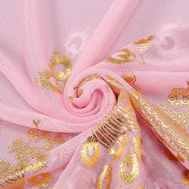 【Sukie】雪紡紗圍巾/燙金孔雀印花60X170雪紡紗圍巾(17色任選)