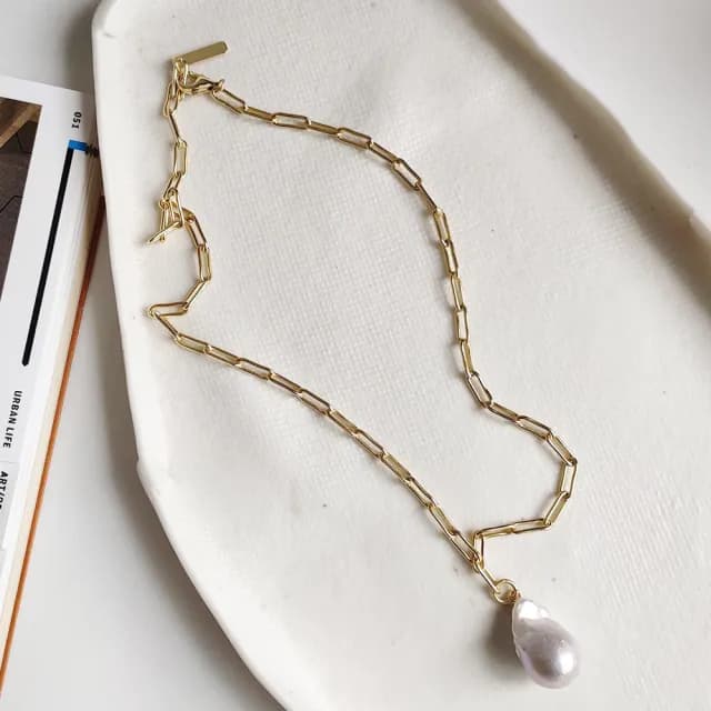 【LEEHER】雙11 金項鍊/珍珠項鍊/純銀項鍊/ins項鍊/手工項鍊/日系項鍊/項鍊/巴洛克珍珠項鍊/短