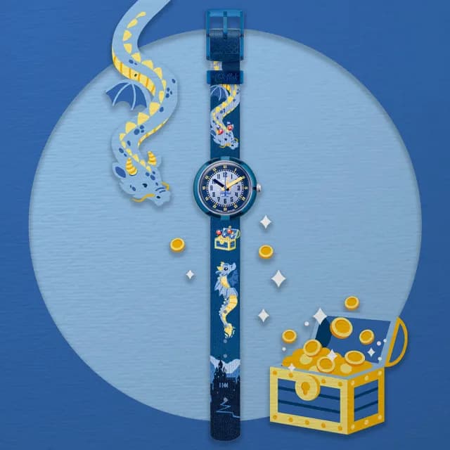 【Flik Flak】兒童手錶 LOVER OF DRAGONS /兒童禮物/安全防水/瑞士製造 FPNP125(31.85mm)