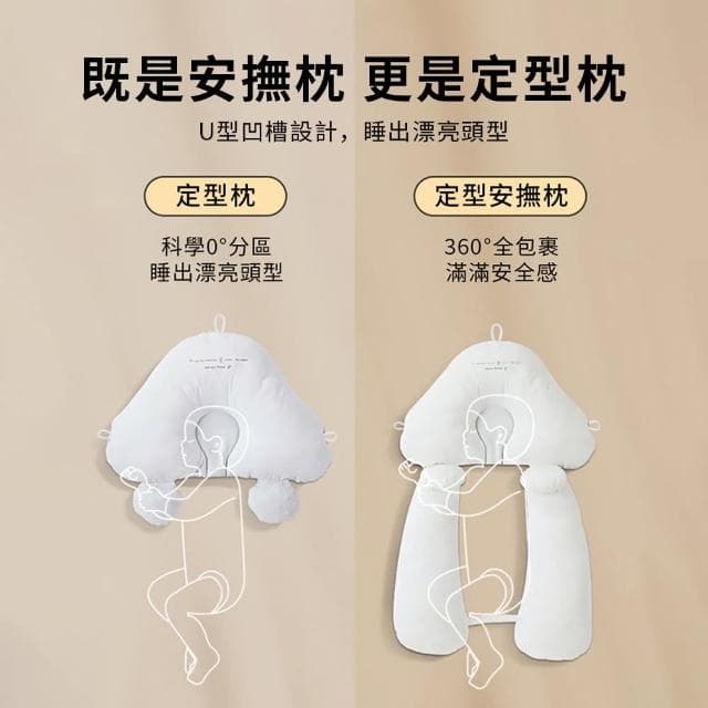 【YUNMI】新生兒防扁頭定型枕 防側翻枕 純棉嬰兒安撫定型枕 寶寶防驚跳摟睡抱枕(生日禮物/新年禮物)