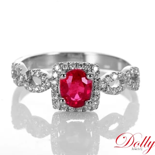 【DOLLY】18K金 緬甸紅寶石鑽石戒指(母親節 長輩送禮 交換禮物首選)