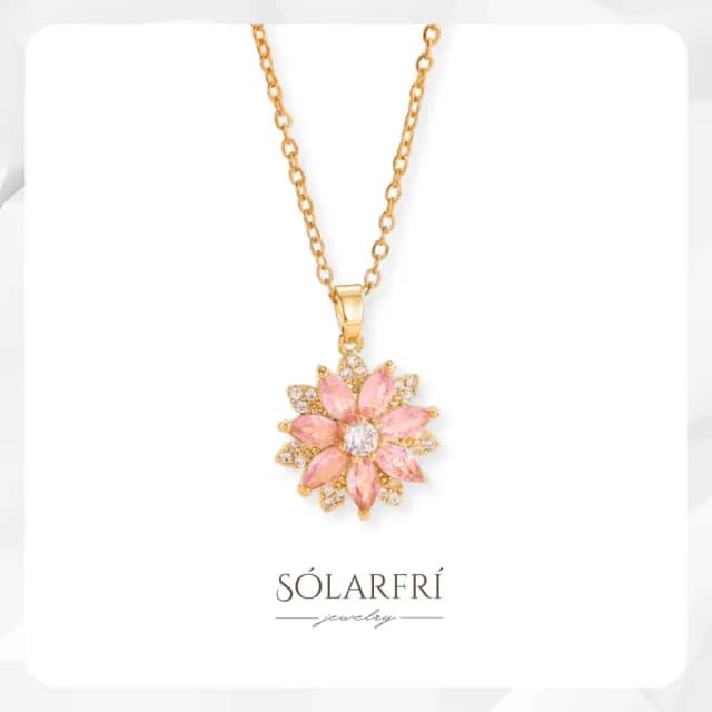 【SOLARFRi】粉鑽花耀奧地利CZ鋯粉鑽飾鍍14K玫瑰金優雅時尚鎖骨項鍊(閨蜜女友老婆情人生日交換聖誕禮物)