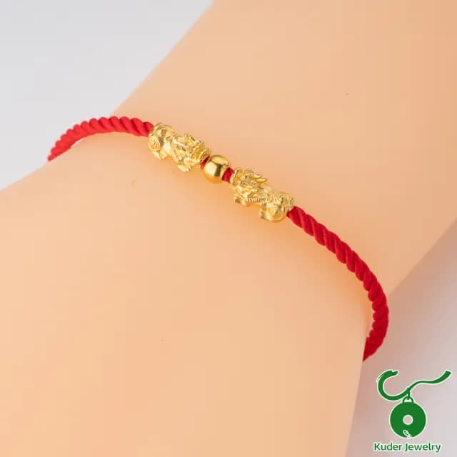 【K.D.J 圓融珠寶】999黃金 招財貔貅搶珠 手鍊