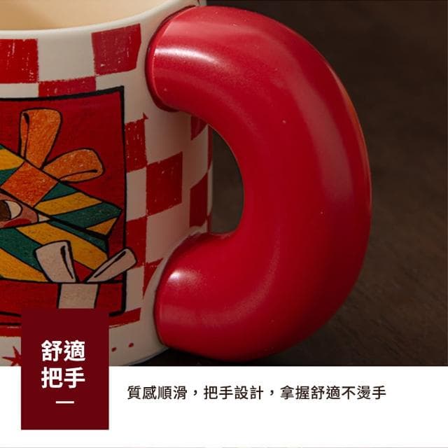 【CW LIFEGROUP 可營生活選物】聖誕復古 聖誕老人/聖誕小精靈 可愛圓手把馬克杯(交換禮物 聖誕節 耶誕節)