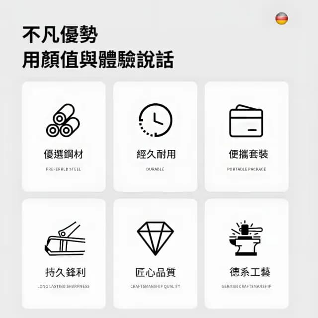 【匠心工藝】德系工藝不鏽鋼指甲剪6件套裝組(指甲銼 鼻毛剪 挖耳勺 修甲美甲工具 銼刀 禮物)