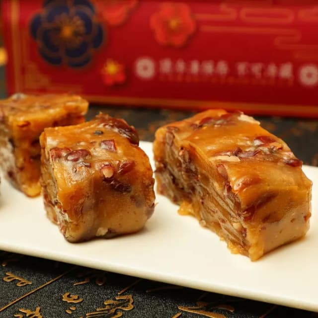 【給力食品】金磚桂圓紅豆糕 1盒組 全素食糕點(柴燒桂圓 年菜年節禮盒)