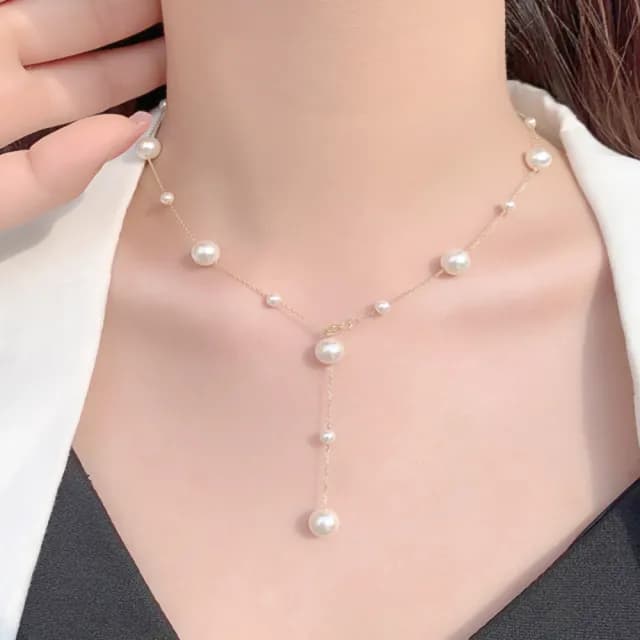 【穿搭升級】925純銀滿天星珍珠長鍊項鍊(四種戴法 多種穿搭 百搭 手鍊 頸鍊 鎖骨鍊 短鍊 禮服 日常 禮物)