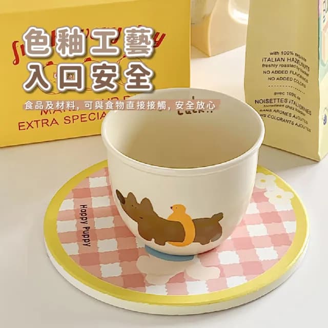 【臘腸汪】小狗帶蓋陶瓷杯子(馬克杯子 茶杯 飲料杯 咖啡杯 水杯 環保杯 早餐杯 情侶 兒童 禮物)