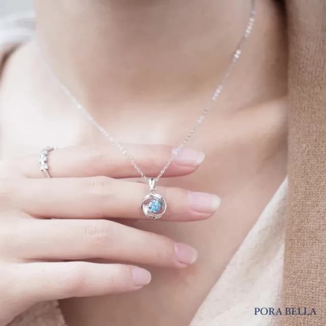 【Porabella】S999純銀項鍊 玫瑰花吊墜項鍊 鋯石項鍊 低過敏足銀項鍊 鎖骨鍊 情人節禮物 Necklace