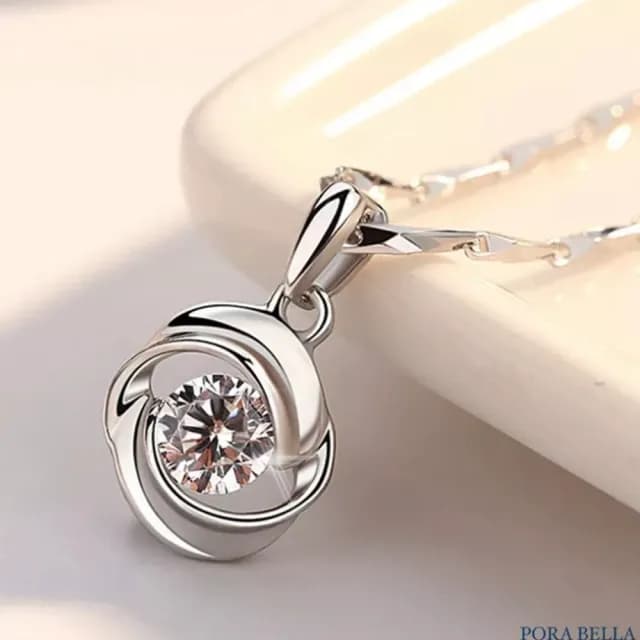 【Porabella】S999純銀項鍊 玫瑰花吊墜項鍊 鋯石項鍊 低過敏足銀項鍊 鎖骨鍊 情人節禮物 Necklace