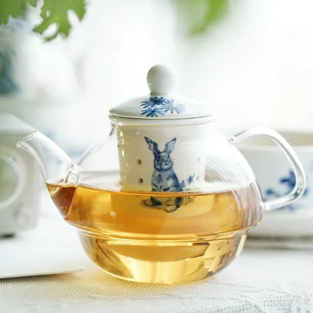 【沐森活】青花瓷兔子造型子母壺禮盒(一杯一壺一盤/泡茶器/下午茶具/茶壺)