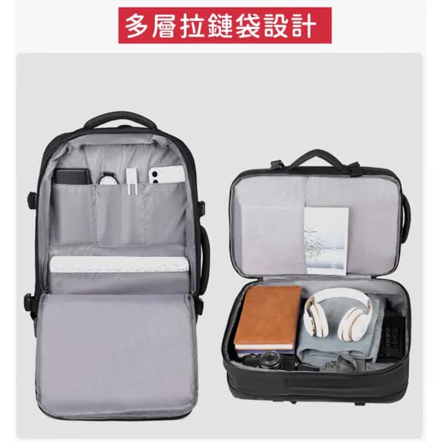 【好背客howback】父親節禮物 高質感防潑水上班通勤旅行雙肩包/180度開合擴充加大容量電腦後背包(防水包 15
