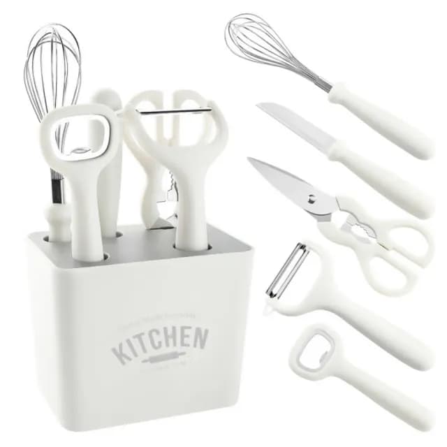 【美好廚房】不鏽鋼廚房小工具6件套組(廚具 刀具 廚房剪刀 打蛋器 水果刀 開瓶器 刨刀 削皮刀 刮皮刀)