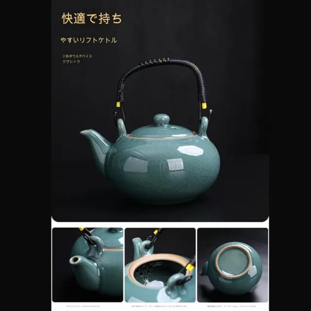 【TEA Dream】日式質感蜜璃哥窯提梁壺功夫茶具套裝禮盒套組(長輩禮盒 年節送禮)