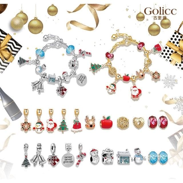 【Golicc】串珠手鍊 手環 倒數日曆 聖誕倒數(耶誕節 聖誕禮物 耶誕禮物 手鍊 DIY 盲盒 潘朵拉 串珠)