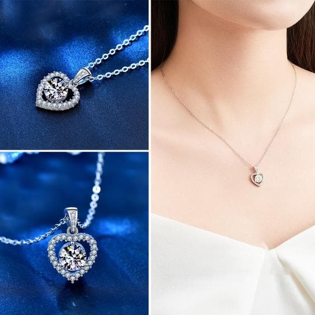 【LEESA】愛心項鍊\鋯石項鍊\925純銀項鍊\莫桑石項鍊\項鍊\銀項鍊\百搭飾品\婚宴飾品\週年禮物