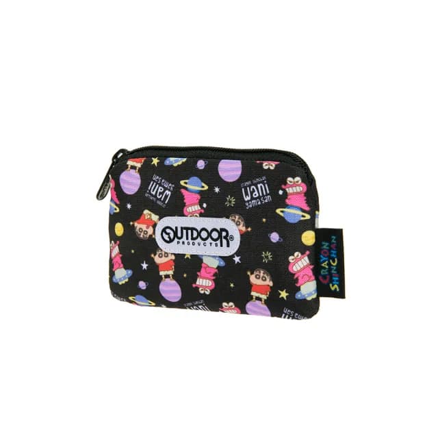 【OUTDOOR】雙11 Crayon Shinchan蠟筆小新鱷魚阿山票卡零錢包-黑色